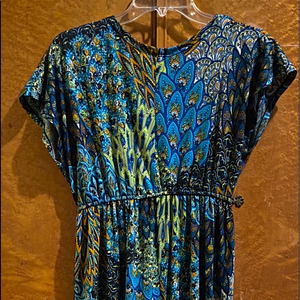 Long Peacock Colored Dress